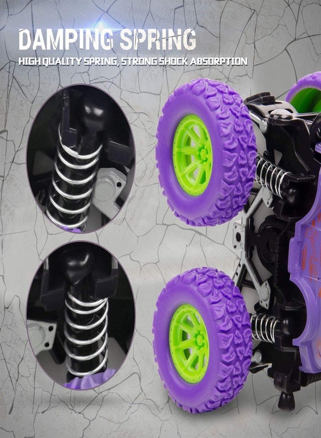 Shivsoft Pack of 2 Unbreakable Cars Toys for Boys Mini Monster Trucks 4wd Friction Powered Cars for Kids Rubber Tires Baby Boys Super Car's Blaze Truck Children Gift Toys mini Rock Truck - Image 3